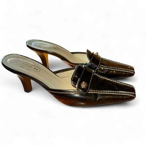 Vintage Coach Camryn Black Silver Buckle Heels